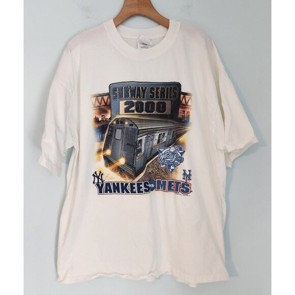 VTG Subway Series 2000 New York Yankees‎ Vs New York Mets T-Shirt Mens 2XL EUC - Picture 4 of 9